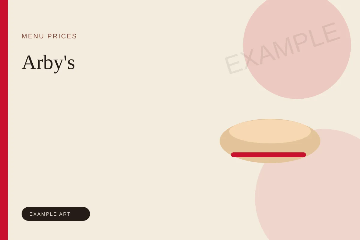 Illustrated menu card for Arby's. Example art, not an official logo or product photo.