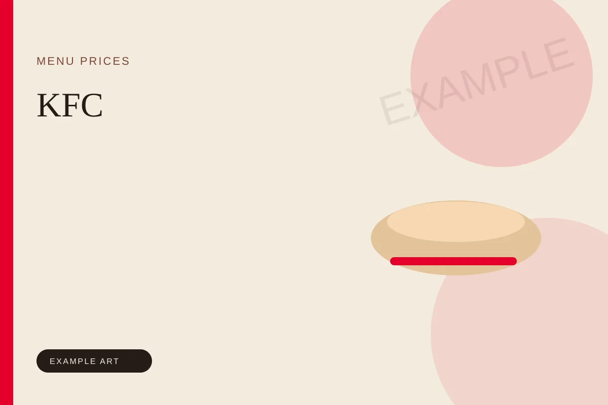 Illustrated menu card for KFC. Example art, not an official logo or product photo.