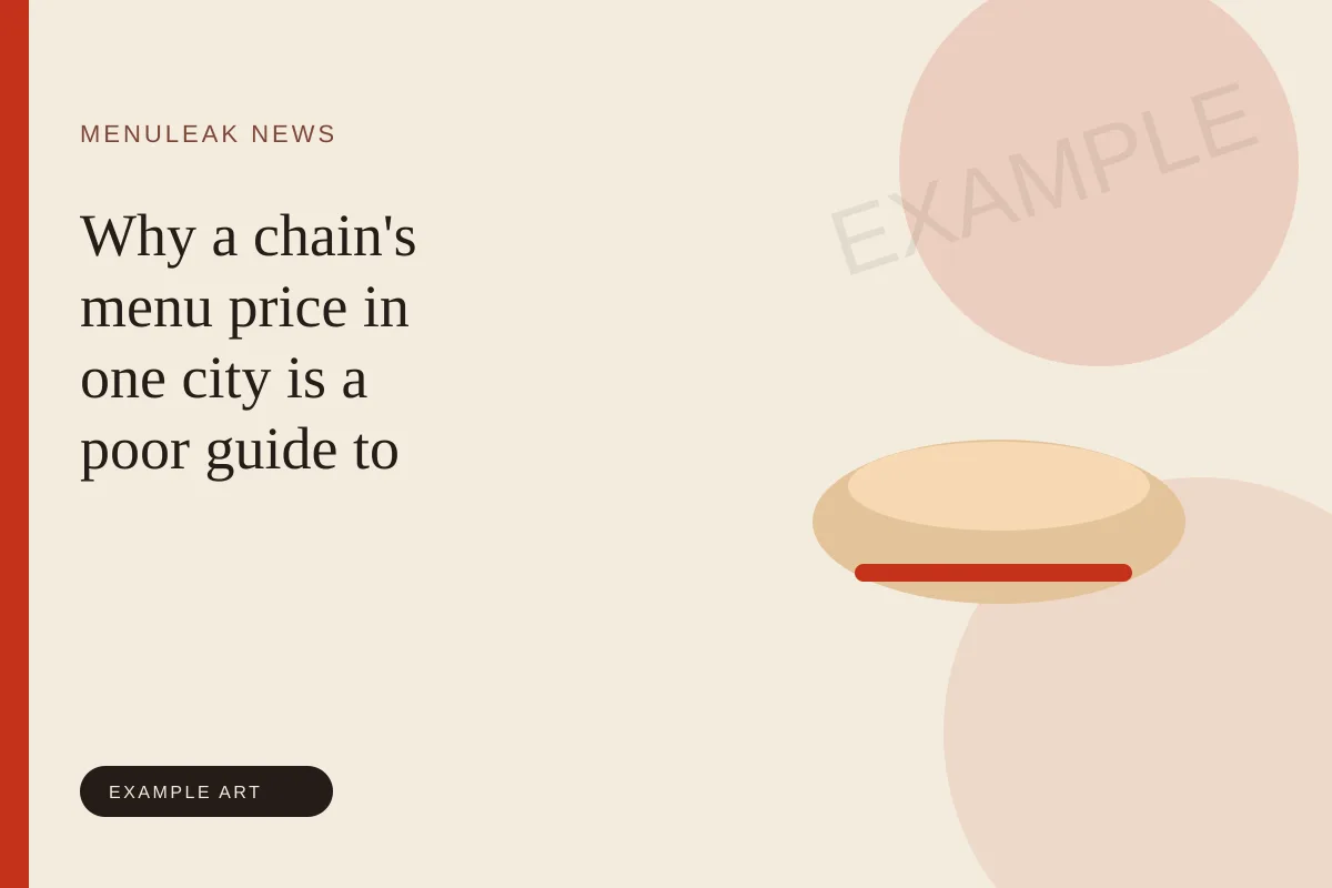 Illustrated card for the article “Why a chain's menu price in one city is a poor guide to the next”.
