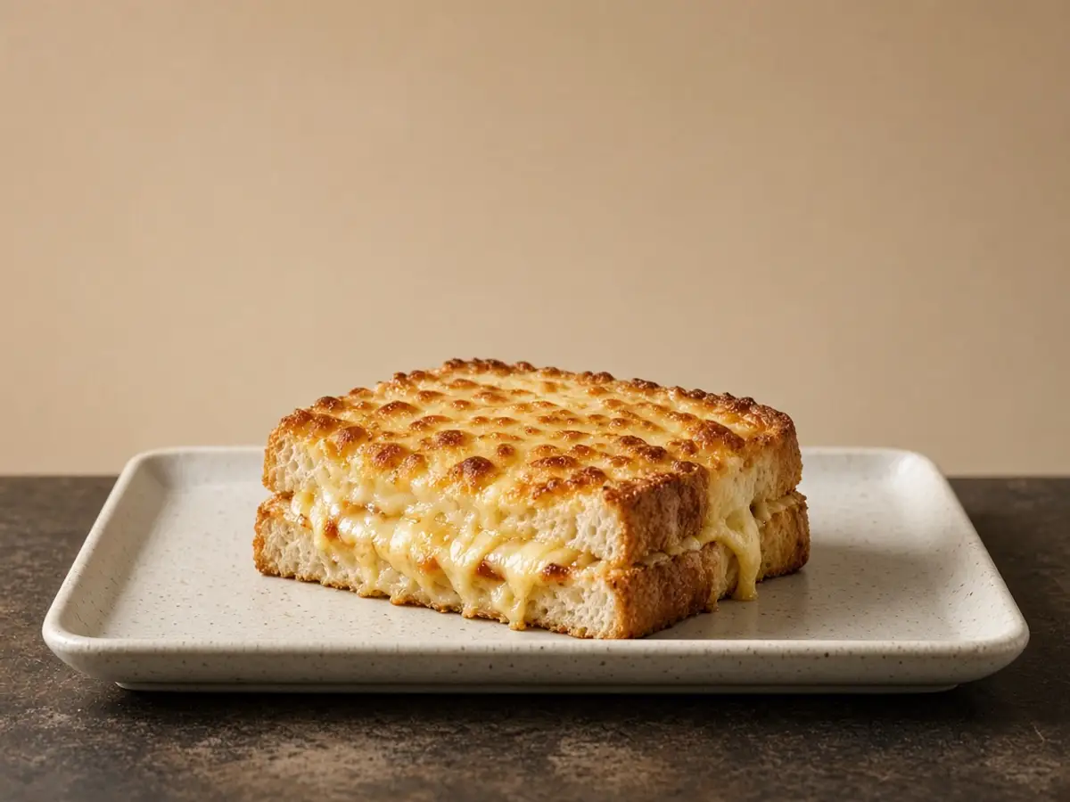 Original food-photo illustration of one sandwich on a quiet counter, showing a test is not a national menu for what a fast-food test menu is menu prices, not an official logo or product photo.